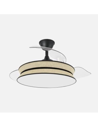 Ventilador Decor 72w Negro/natural Negro 108d 3asp 7200lm 3000-4000-6000k Remoto+memo+temp