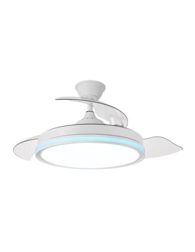Ventilador Dc 59+7w Cacique Blanco 3asp 107d 6980l 3000-4500-6500k+rgb Remo+r.int+memo+temp