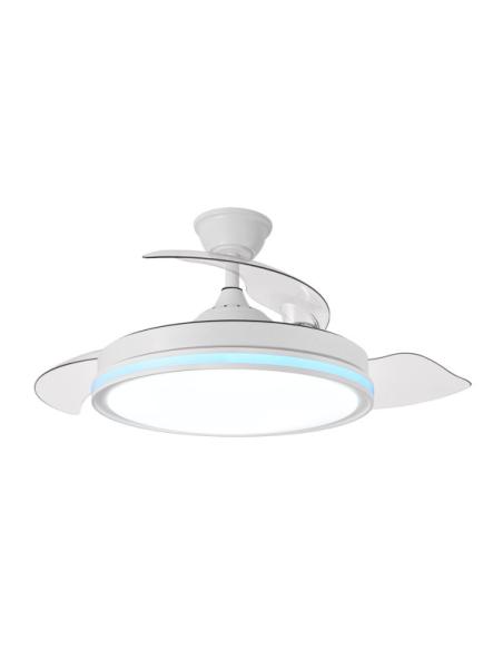 Ventilador Dc 59+7w Cacique Blanco 3asp 107d 6980l 3000-4500-6500k+rgb Remo+r.int+memo+temp