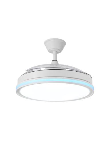 Ventilador Dc 59+7w Cacique Blanco 3asp 107d 6980l 3000-4500-6500k+rgb Remo+r.int+memo+temp