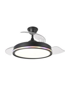 Ventilador Dc 59+7w Cacique Negro 3asp 107d 6980lm 3000-4500-6500k+rgb Remo+r.int+memo+temp