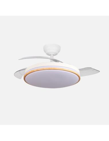 Ventilador Dc Relampago 60w Blanco/haya 3asp.107d 6980 Lm 36x48/107cm 3col.remoto+memoria+temporizador+reg.intensidad