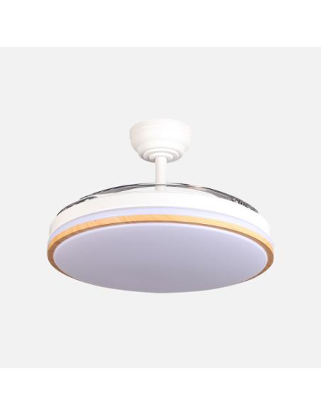 Ventilador Dc Relampago 60w Blanco/haya 3asp.107d 6980 Lm 36x48/107cm 3col.remoto+memoria+temporizador+reg.intensidad