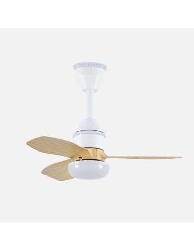 Ventilador Dc Asaf 20w 2100lm Blanco/haya 3aspas 62d 3000k-4200k-6500k Regulable Intensidad+remoto+temporizador+memoria