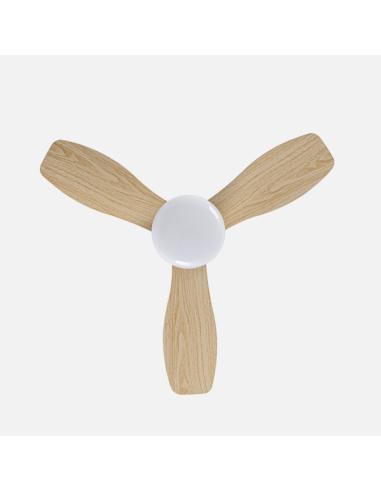 Ventilador Dc Asaf 20w 2100lm Blanco/haya 3aspas 62d 3000k-4200k-6500k Regulable Intensidad+remoto+temporizador+memoria