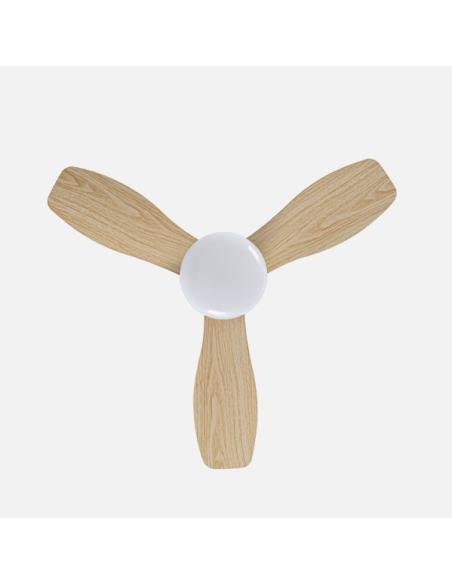 Ventilador Dc Asaf 20w 2100lm Blanco/haya 3aspas 62d 3000k-4200k-6500k Regulable Intensidad+remoto+temporizador+memoria