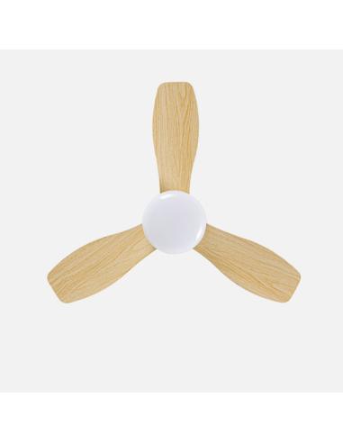 Ventilador Dc Cain 15w 1800lm Blanco/haya 3aspas 62d 300 0k-4200k-6500k Regulable Intensidad+Remoto+temporizador+memoria