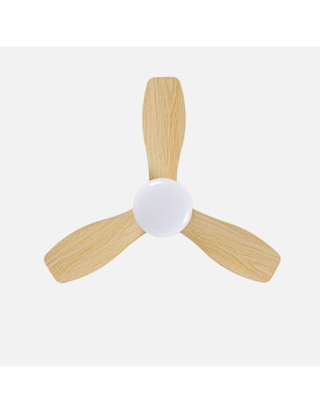 Ventilador Dc Cain 15w 1800lm Blanco/haya 3aspas 62d 300 0k-4200k-6500k Regulable Intensidad+Remoto+temporizador+memoria