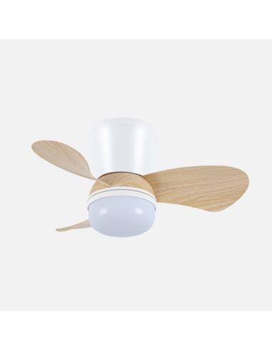 Ventilador Dc Enoc 15w 1800lm Blanco/haya 3aspas 58d 3000k-4200k-6500k Regulable Intensidad+ Remoto+temporizador+memoria