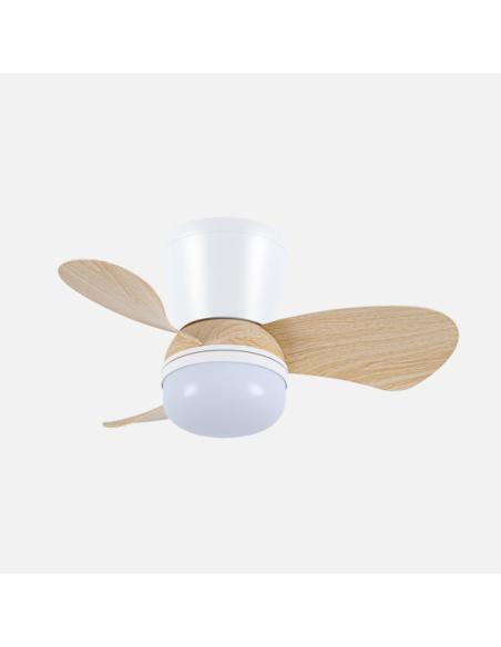 Ventilador Dc Enoc 15w 1800lm Blanco/haya 3aspas 58d 3000k-4200k-6500k Regulable Intensidad+ Remoto+temporizador+memoria