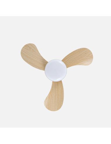Ventilador Dc Enoc 15w 1800lm Blanco/haya 3aspas 58d 3000k-4200k-6500k Regulable Intensidad+ Remoto+temporizador+memoria