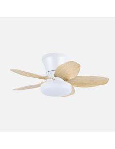 Ventilador Dc Haran 15w 1800lm Blanco/haya 5aspas 62d 3000k-4200k-6500k Regulable Intensidad+Remoto+temporizador+memoria