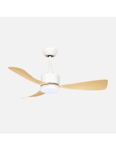 Ventilador Dc Yeste 18w Blanco/haya 3aspas 6vel 106d Luz Opcional 2250lm 3000-4500-6500k Remoto+memoria+temporizador