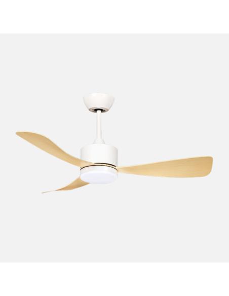 Ventilador Dc Yeste 18w Blanco/haya 3aspas 6vel 106d Luz Opcional 2250lm 3000-4500-6500k Remoto+memoria+temporizador