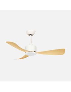 Ventilador Dc Yeste 18w Blanco/haya 3aspas 6vel 106d Luz Opcional 2250lm 3000-4500-6500k Remoto+memoria+temporizador 2
