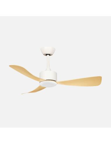 Ventilador Dc Yeste 18w Blanco/haya 3aspas 6vel 106d Luz Opcional 2250lm 3000-4500-6500k Remoto+memoria+temporizador
