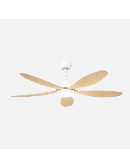 Ventilador Dc Tobarra 18w Blanco/haya 5aspas 6vel.132d 2250lm 3000-4500-6500k Remoto+memoria+temporizador