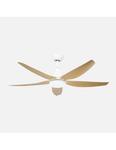 Ventilador Dc Elda 18w Blanco/haya 5aspas 6vel.144d 2250lm 3000-4500-6500k Remoto+memoria+temporizador