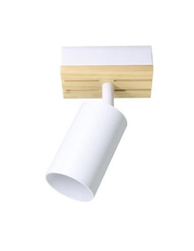 Foco Waikato 1xgu10 Blanco/madera Orientable 16,5x10x5,5cm