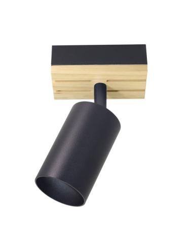 Foco Waikato 1xgu10 Negro/madera Orientable 16,5x10x5,5cm