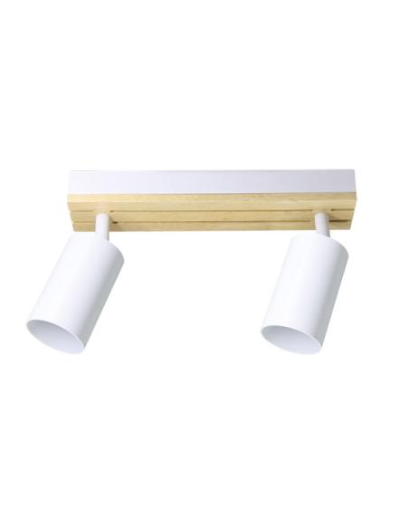 Regleta Waikato 2xgu10 Blanco/madera Orientable 16,5x26x5,5cm