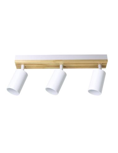 Regleta Waikato 3xgu10 Blanco/madera Orientable 16,5x38x5,5cm