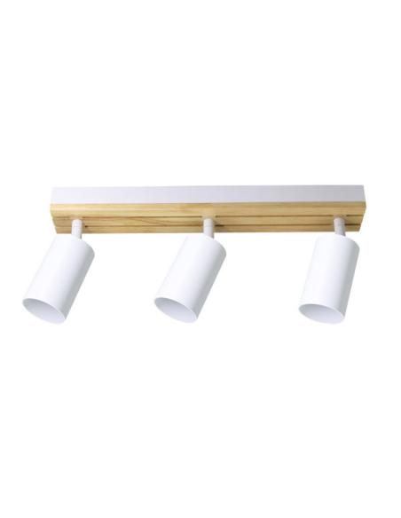 Regleta Waikato 3xgu10 Blanco/madera Orientable 16,5x38x5,5cm