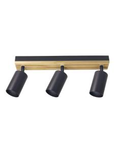 Regleta Waikato 3xgu10 Negro/madera Orientable 16,5x38x5,5cm