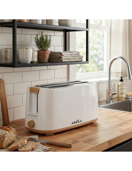 Tostador Pan Eume 1400w Blanco/haya 7niveles Tostado,descongelacion, Apag.automatico,2ranuras,recogemigas 17x38x14,5cm