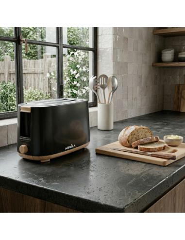 Tostador Pan Eume 1400w Negro/haya 7niveles Tostado,descongelacion, Apag.automatico,2ranuras,recogemigas 17x38x14,5cm