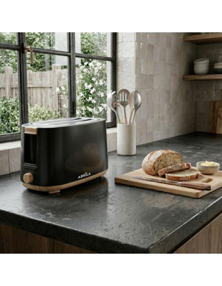 Tostador Pan Eume 1400w Negro/haya 7niveles Tostado,descongelacion, Apag.automatico,2ranuras,recogemigas 17x38x14,5cm