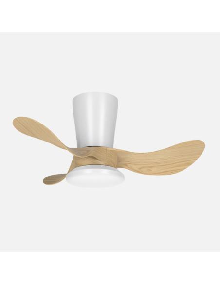 Ventilador Dc Triollo 27w 2700lm Blanco/haya 3aspas 6vel 61d 3000-4500-6500k Remoto+reg.intensidad+temporizador+memoria