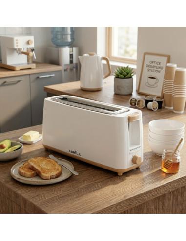 Tostador Pan Yeltes 900w Blanco/haya 7niv.tostado,descongelacion,apagado Autom.1ranura.recogemigas.17x38x11,5cm