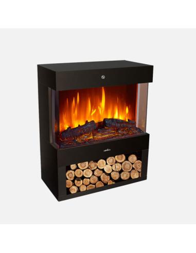 Termoventilador Ceramico Ptc Columbia 1800w Negro 2pot Efecto Llama Indep.termostato,protecc.73x60x30cm