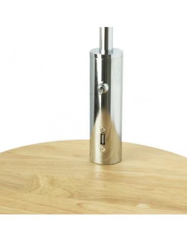Pie De Salon Sirio C/mesa Y Conex.usb 1xe27 Cromo C/ Pant Blanca (164x40x40)(24x40x40) Cm