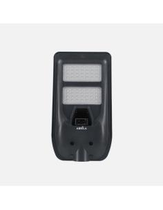 Farola Led Solar Bazan 100w 6500k Gris 1400lm Ip65 C/mando Sensor Movimiento Y Crepuscular 43x24x6cm