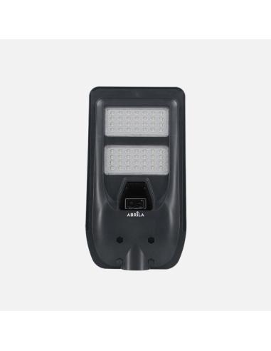 Farola Led Solar Bazan 100w 6500k Gris 1400lm Ip65 C/mando Sensor Movimiento Y Crepuscular 43x24x6cm