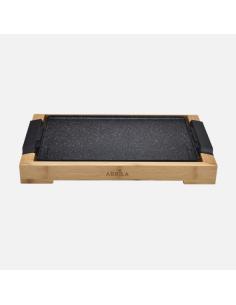 Plancha De Asar Elct.ozuki 2000w Negro/bambu Sup.ceramica,termost.reg.facil Limpiar 6,5x52,5x28,5cm