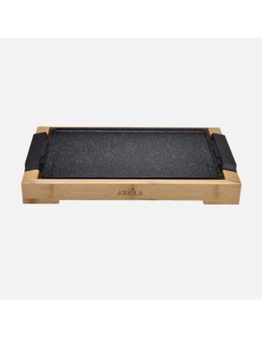 Plancha De Asar Elct.ozuki 2000w Negro/bambu Sup.ceramica,termost.reg.facil Limpiar 6,5x52,5x28,5cm