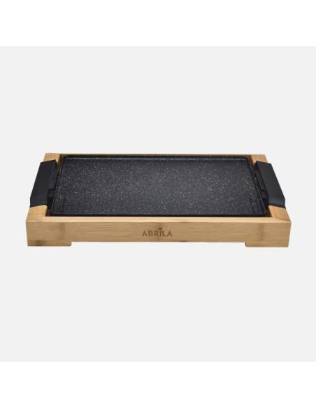 Plancha De Asar Elct.ozuki 2000w Negro/bambu Sup.ceramica,termost.reg.facil Limpiar 6,5x52,5x28,5cm