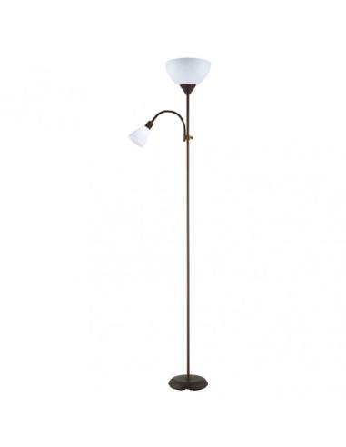 Pie De Salon Rigel 1xe27+1xe14 C/lector Marron 180x34x25,5 Cm