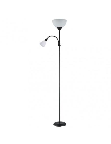 Pie De Salon Rigel 1xe27+1xe14 C/lector Negro 180x34x25,5 Cm
