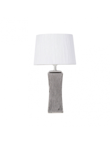 Sobremesa Ceramica Palo Santo 1xe27 Plata Brillo C/pant Blanca 50.5x28x28 Cm