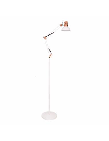 Flexo De Pie Articulable Rutilo 1xe27 Blanco/cobre 180x28x28 Cm