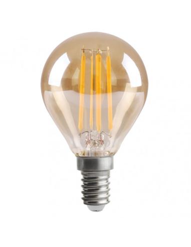 Bombilla Filamento Esferica 7x4,5d 4w 380lm E14  Ambar 2700k