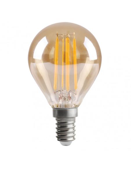 Bombilla Filamento Esferica 7x4,5d 4w 380lm E14  Ambar 2700k