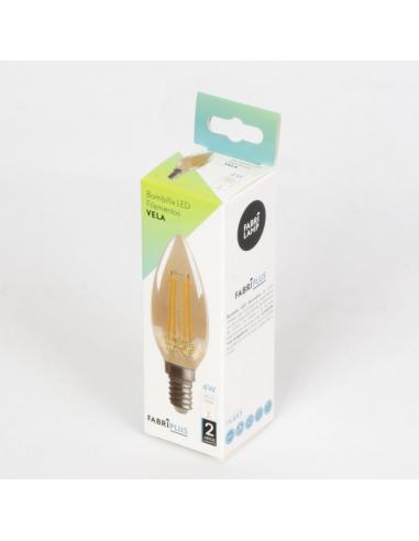 Bombilla Filamento Vela 10x3,5d 4w 380lm E14  Ambar 2700k