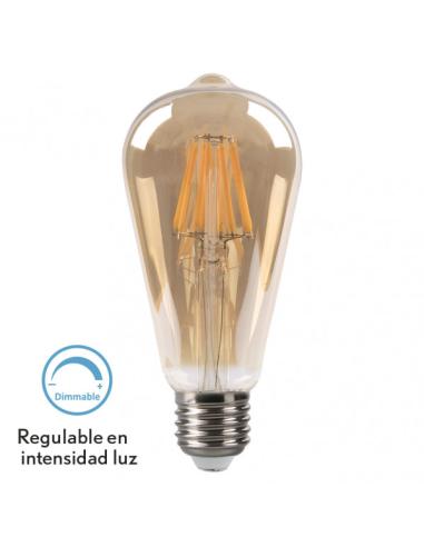 Bombilla Filamento Pebetero 14x6,5d 8w Regulable  700lm E27 Ambar 2700k