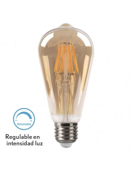 Bombilla Filamento Pebetero 14x6,5d 8w Regulable  700lm E27 Ambar 2700k