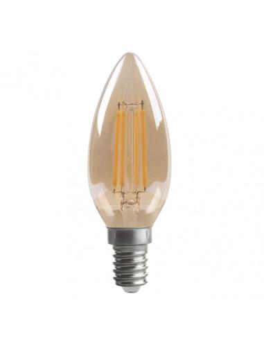 Bombilla Filamento Vela 10x3,5d 4w Regulable E14  330lm Ambar 2700k
